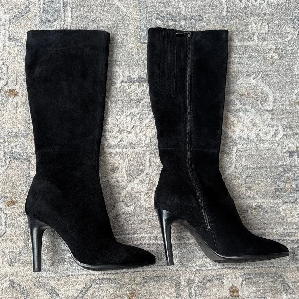 Elegant Suede Black High Boots - Picture 1 of 6